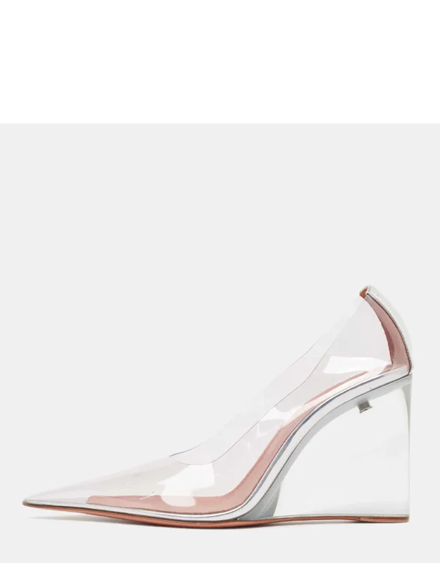 Transparent Pvc Ane Wedge Pumps With Sturdy Heels And Durable Soles