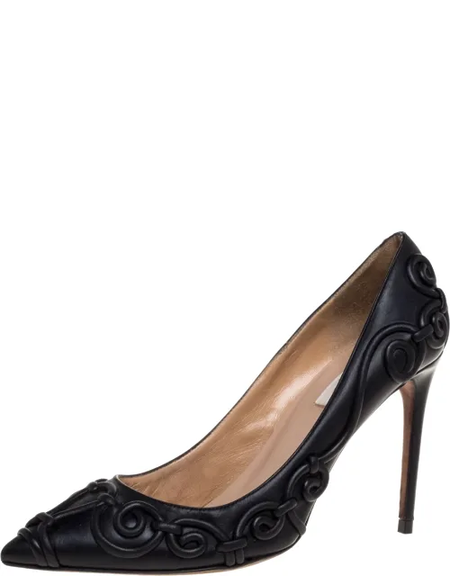 Leather Swirl Detail Pointed Toe Pumps