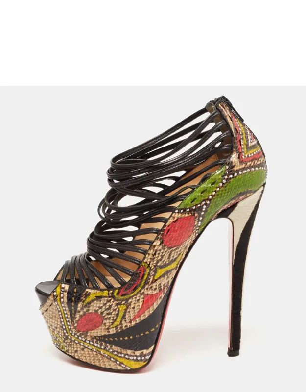 Python And Leather Zoulou Pumps