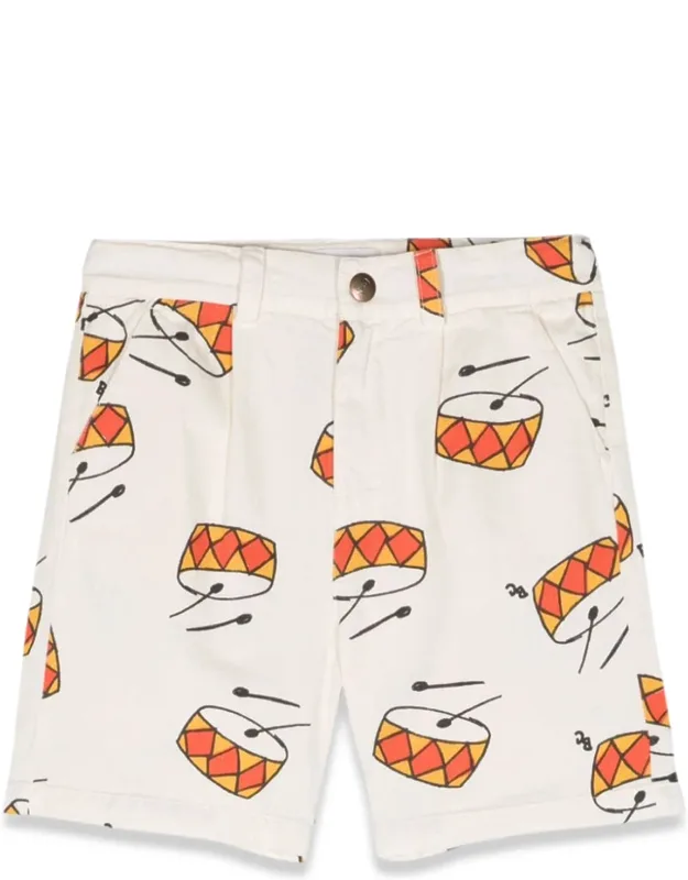 Play The Drum All Over Denim Bermuda Shorts