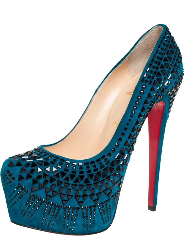 Suede Embellished Platform Pumps