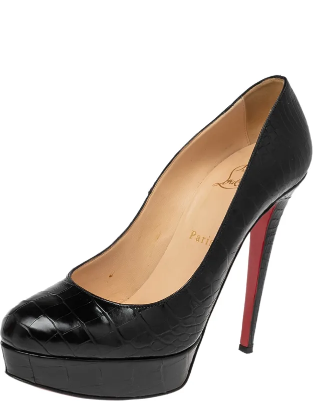 Crocodile Leather Platform Pumps