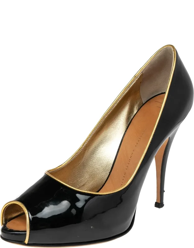 Patent Leather Peep Toe Pumps