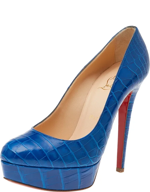 Crocodile Leather Platform Pumps