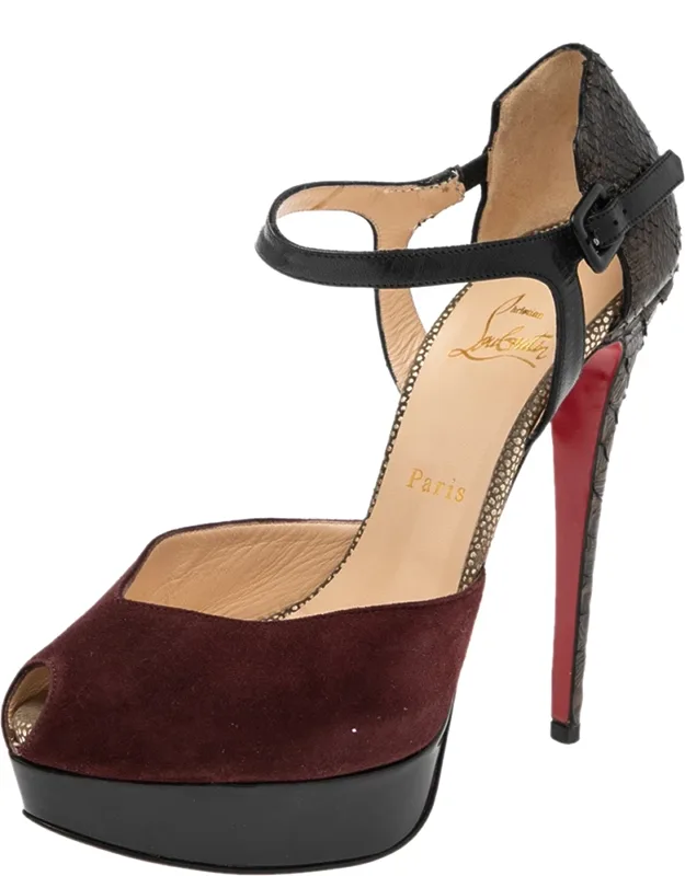 Multicolor Suede And Python Pumps