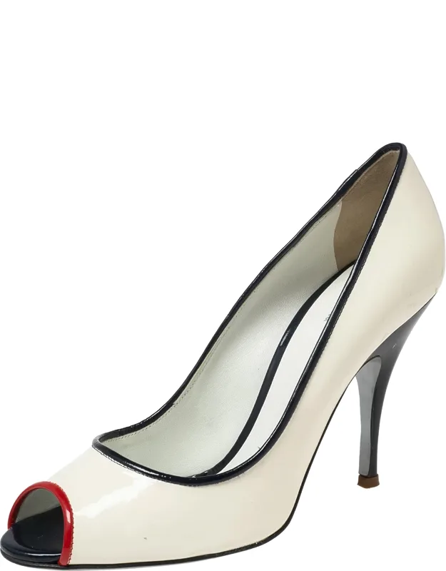 Patent Leather Peep Toe Pumps