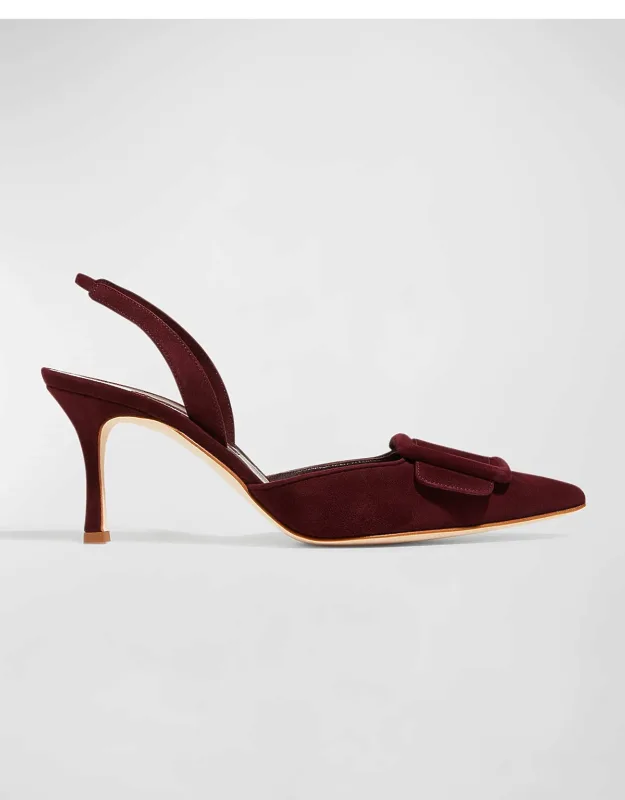 Maysli Suede Buckle Halter Pumps