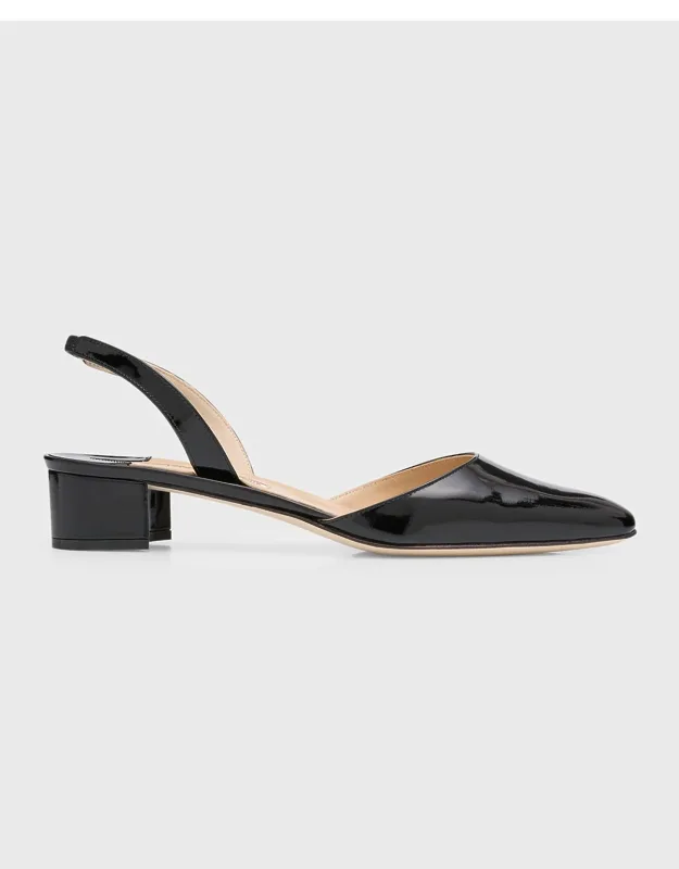 Leather Slingback Ballerina Pumps