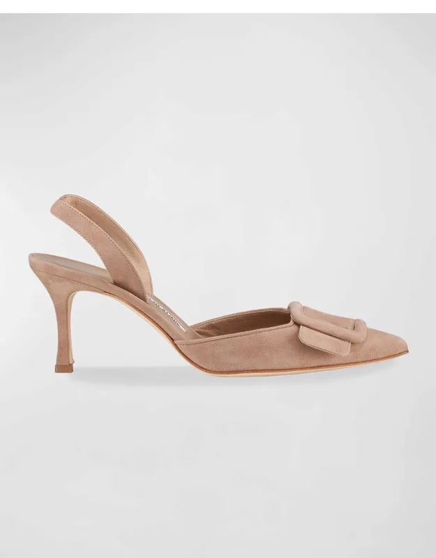 Maysli Suede Buckle Slingback Pump