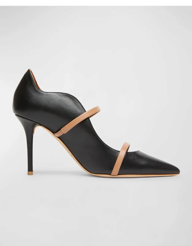 Bicolor Leather Dual-band Pumps