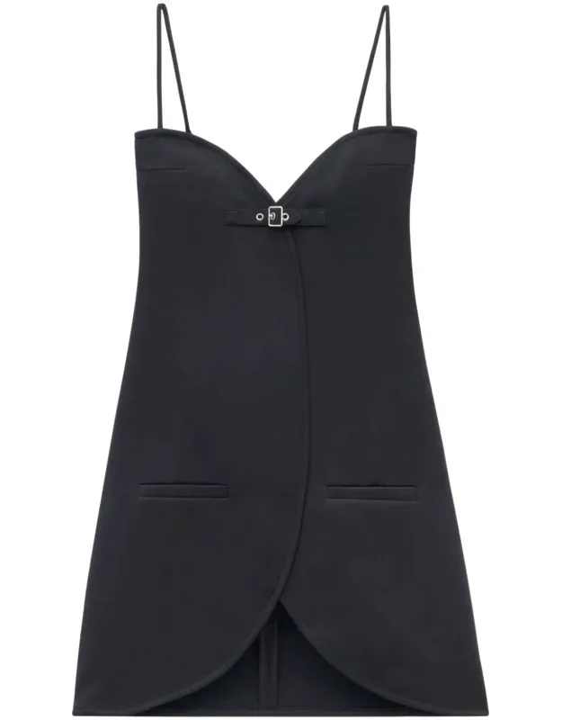 Dress With V-neck And Buckle-strap Fastening