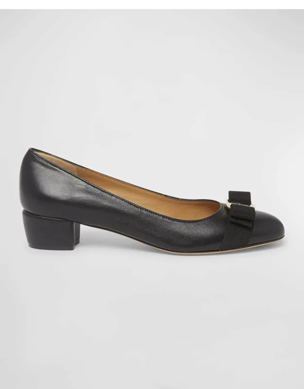 Vara Leather Bow Low Pump