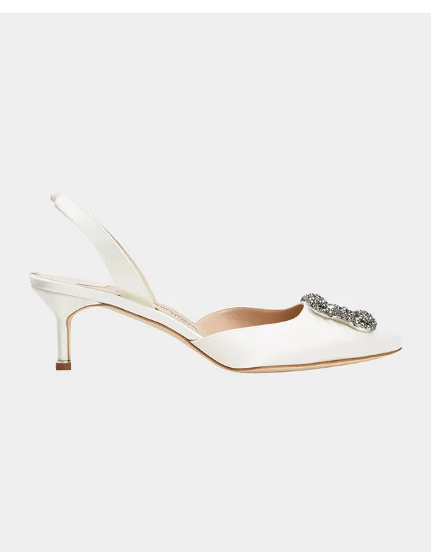 Hangsi Satin Crystal-buckle Halter Shoes