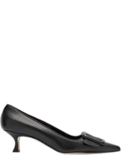 Maysale Leather Buckle Kitten Pump