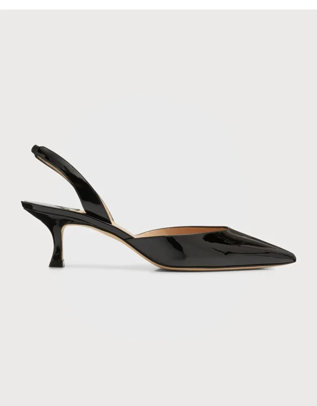 Carolyne Low-heel Patent Halter Pumps