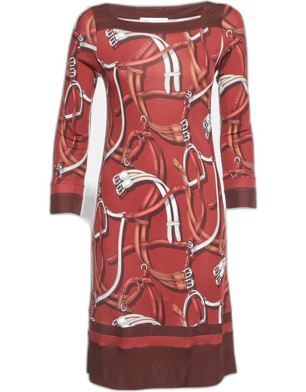 Equestrian Printed Jersey Knee-length Dress