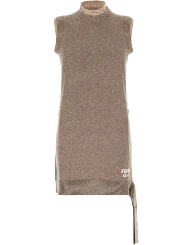 Fendi Dress Sleeveless Minidress With Contrasting Logo