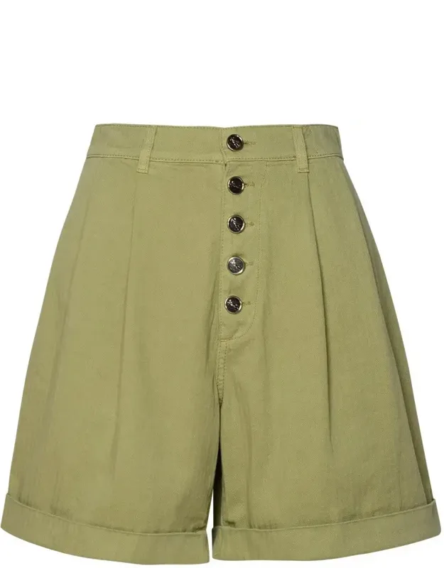 Etro Green Shorts With High Waist And Chevron Pattern