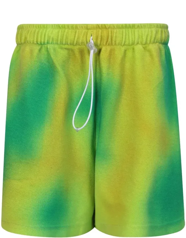 Shorts With Tie Dye Print, Drawstring Waist, And Logo Print