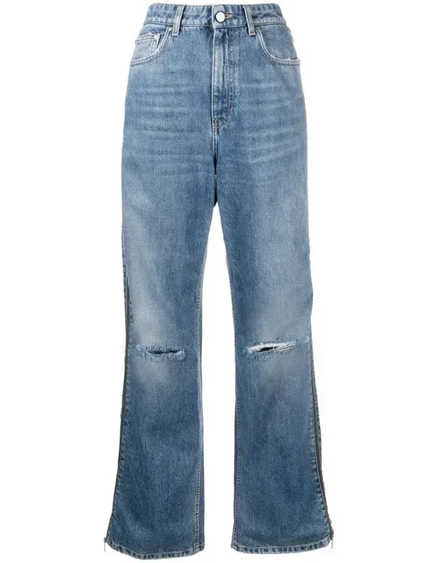 Zip-detail Straight-leg Jeans