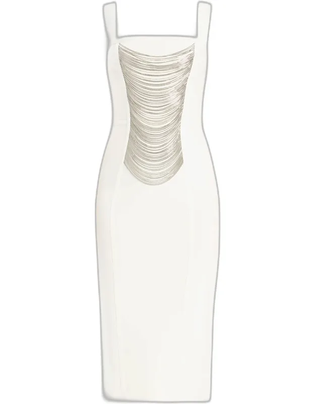 Draped Chain Midi Dress