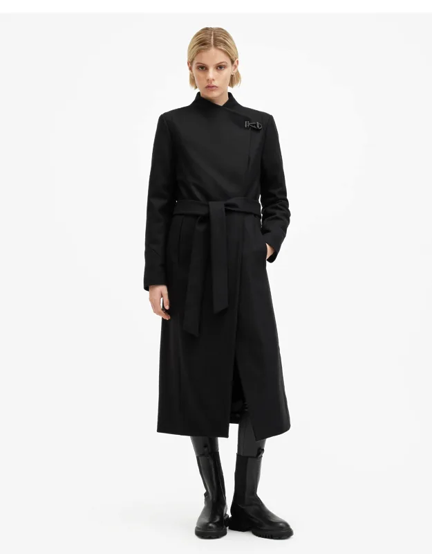Riley Wrap Around Belted Long Line Coat
