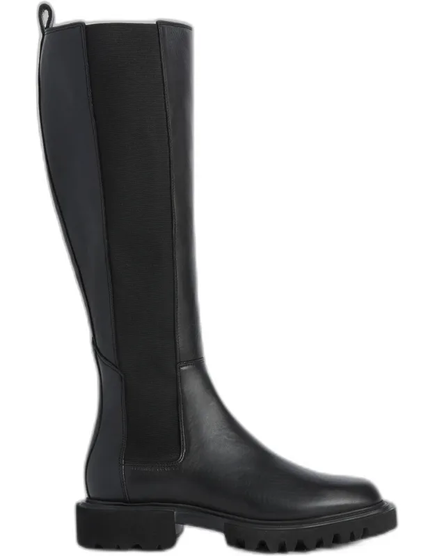 Knee High Slip On Leather Boots