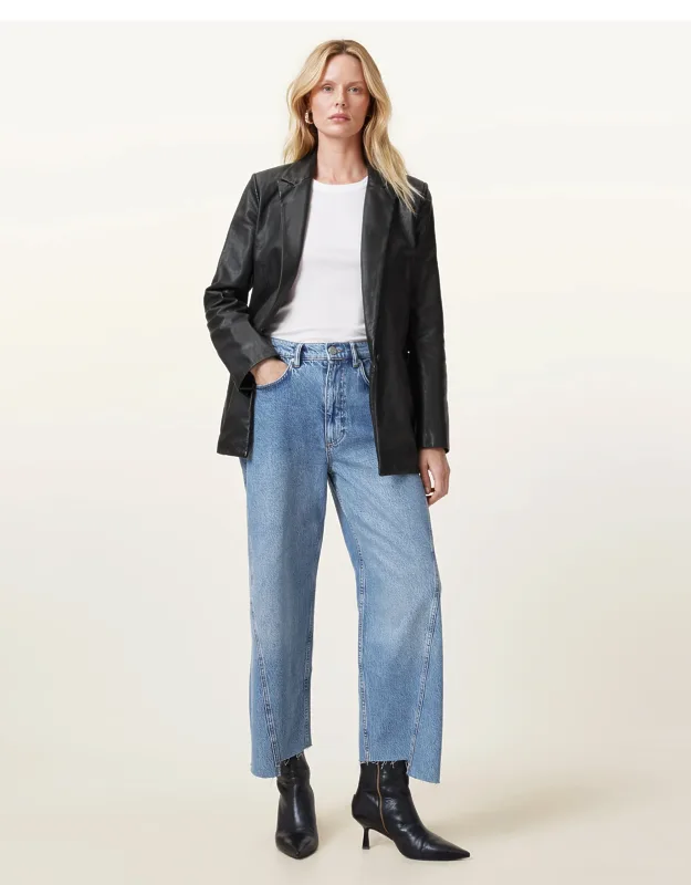 Deri Single Breasted Leather Blazer