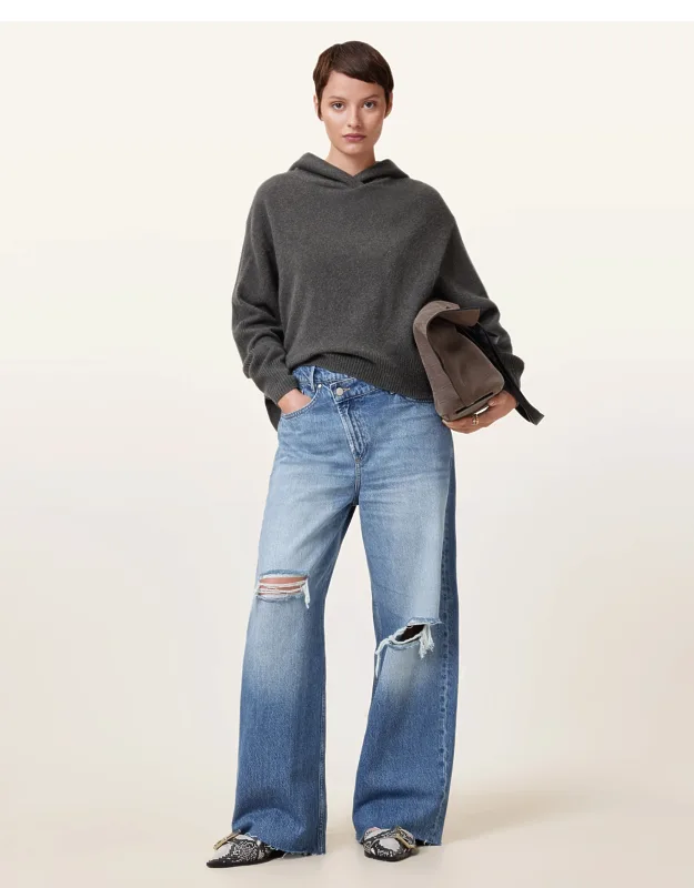 Crossover Wide Leg Denim Jeans
