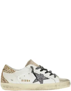 Super-star Sneakers With Glittered Side Star Patch And Gold-finished Metal Detail