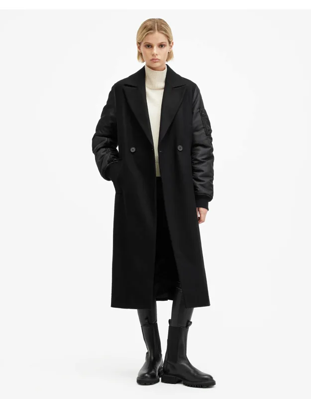 Wool Blend Double Breasted Coat