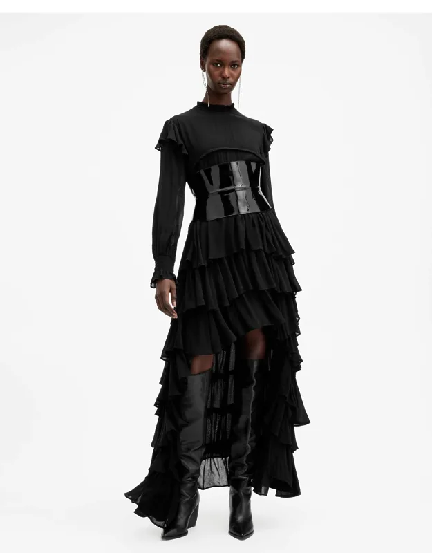 Cavalry Long Sleeve Ruffle Maxi Dress