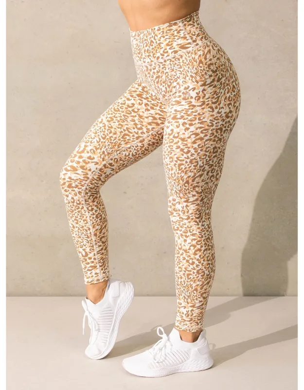 Ryderwear Empower High Waisted Leggings - Leopard With Foldover Waistband And Contoured Back