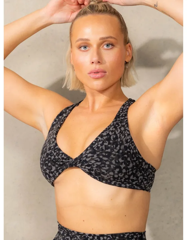 Momentum Twist Sports Bra - Low V-neck, Flattering Twist Detail