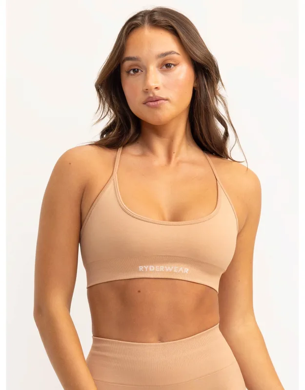 Ryderwear Lift 2.0 Seamless Sports Bra - Adjustable Crossover Straps, Open Back For Ventilation