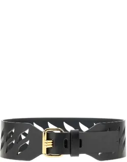 Openworked Motif Leather Belt