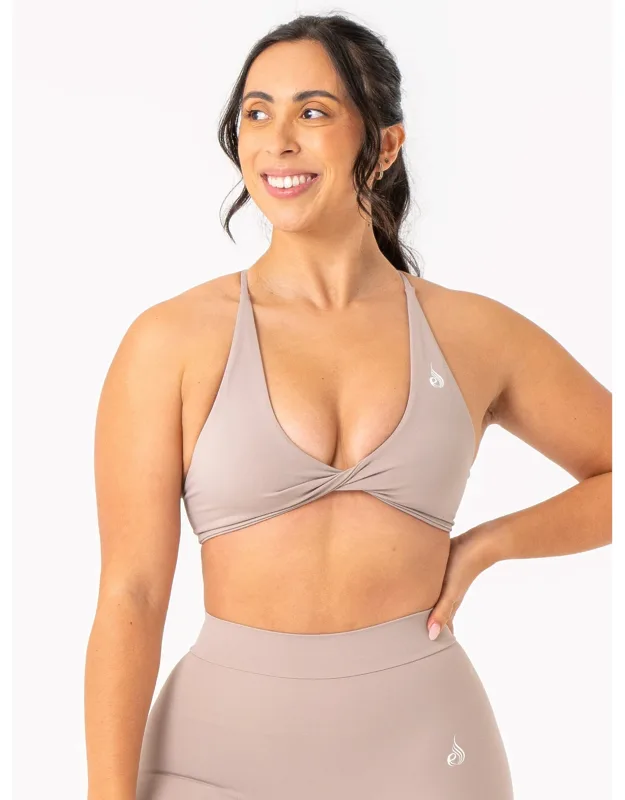 Nkd Twist Sports Bra - Low V-neck Profile, Flattering Twist Detail