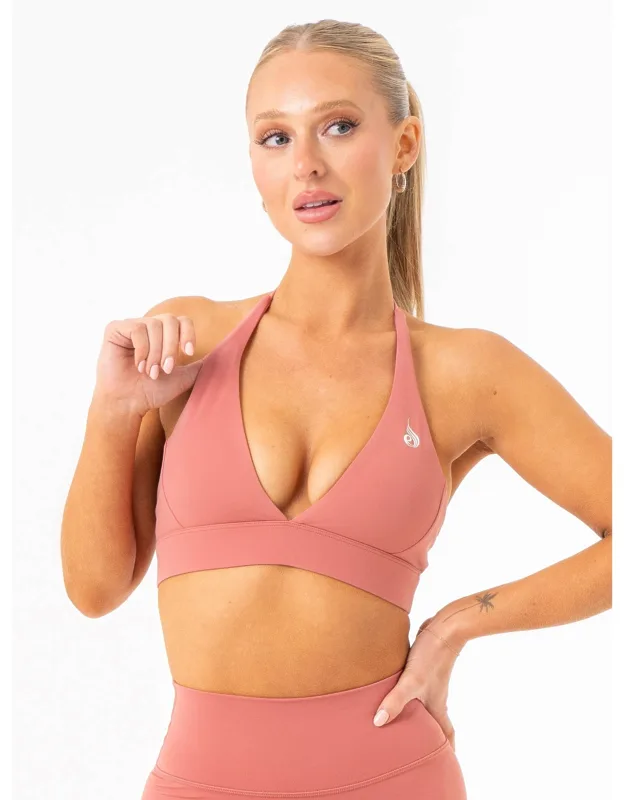 Nkd Halter Sports Bra - Flattering V-neck, Light Support