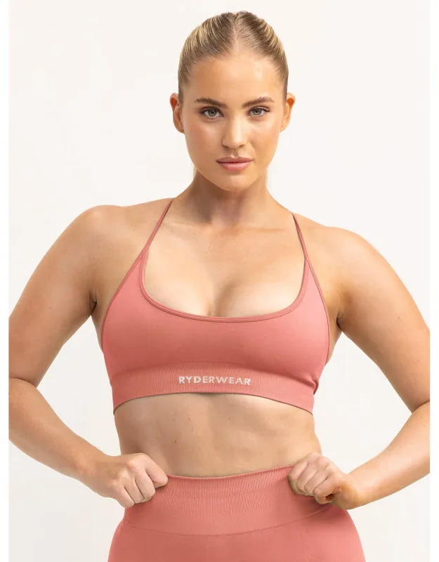 Ryderwear Lift 2.0 Seamless Sports Bra - Adjustable Crossover Straps, Open Back For Ventilation