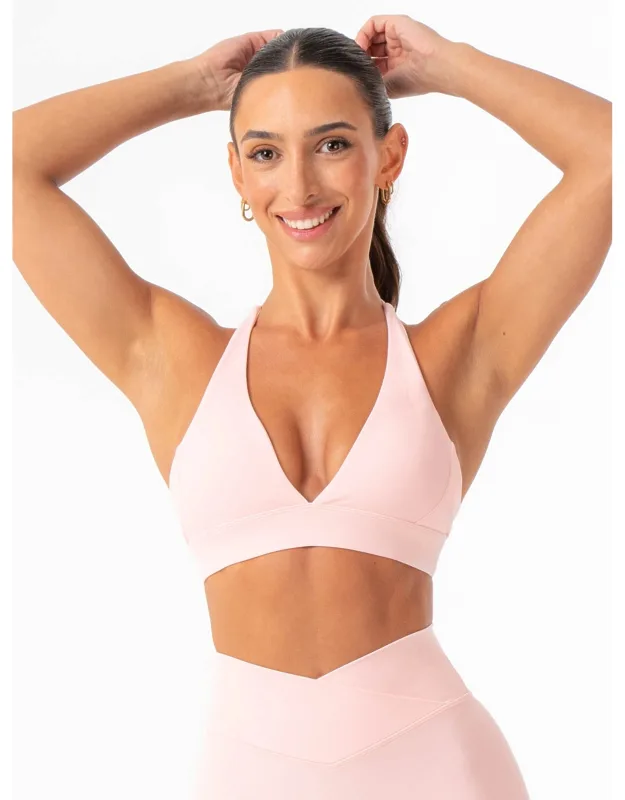 Ryderwear Nkd Halter Sports Bra - Flattering V-neck, Removable Padding
