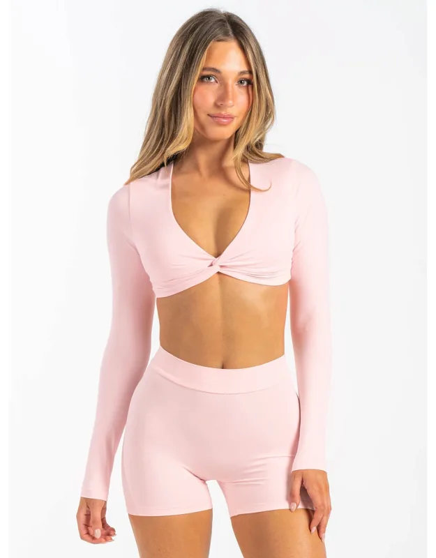 Nkd Knot Long Sleeve Top - Asymmetrical Neckline, Second-skin Fit