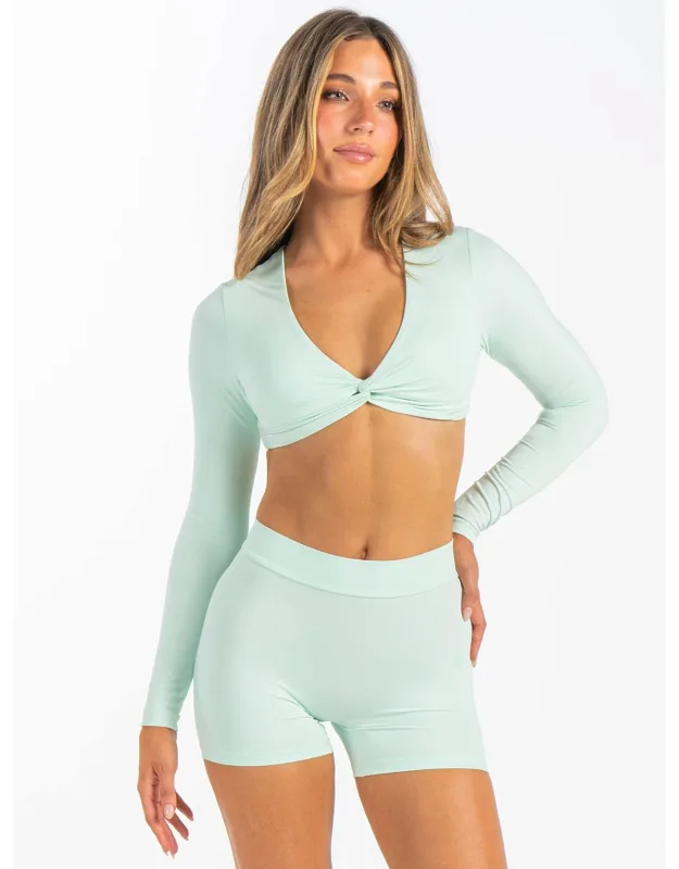Nkd Knot Long Sleeve Top - Asymmetrical Neckline, Second-skin Fit