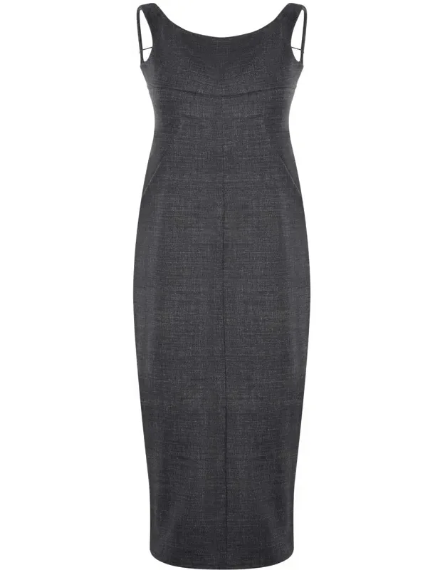 Philosophy Dress - Mid-length Sheath With Back Slit And Side Zip Closure