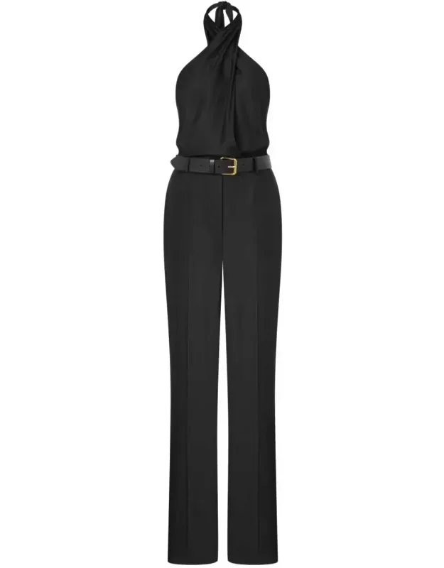 Dress With Halterneck And Diagonal Pockets