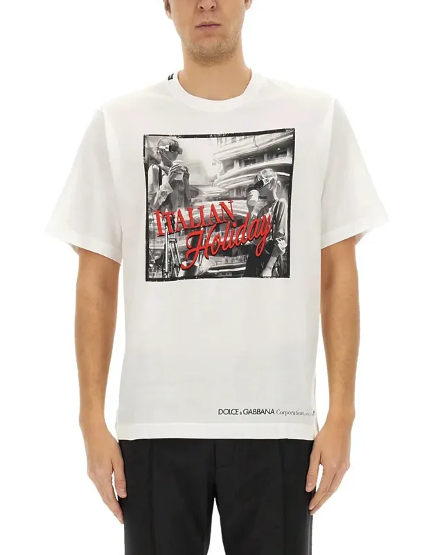 Cotton T-shirt With "italian Holiday" Print