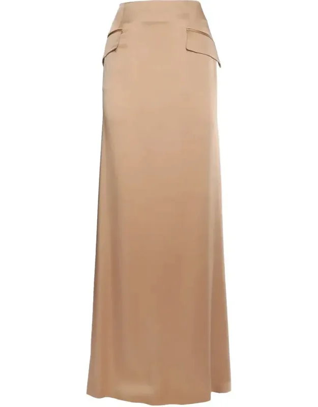 Skirt With Acetate And Viscose Blend, Two Front Flaps