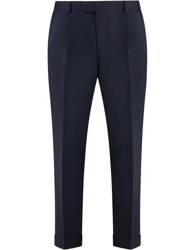 Trousers With Roll-up Ankle Cuffs And Back Welt Pockets