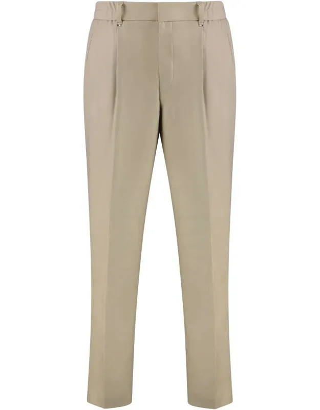 Chino Trousers With Elastic Back Waist Insert And Two Back Welt Pockets