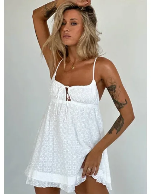 Empress Of Love Mini Dress Embroidery With Ruffle Hemline And Adjustable Straps