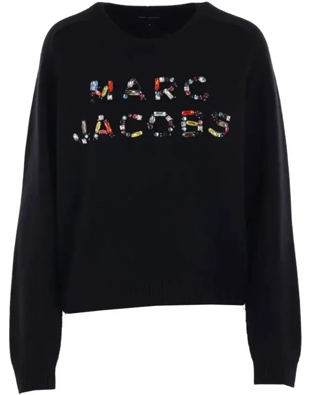 _sweaters With Embroidered Logo And Multicolored Crystals_